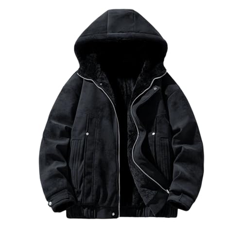 Veste doublée Sherpa en faux daim pour homme manteau thermique épais à capuche taille M-4XL