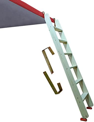 Sturdy Wooden Bunk Bed Side Ladder - 60" RV Loft Step Ladder with Pedal & Hooks for Twin Elevated Beds - 6 Steps, Color B - Ideal for Campers and Bedroom Use