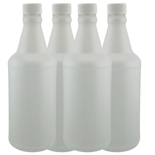 Quality Chemical Reusable 32 Oz Plastic Spray Bottle – BPA-Free, Leak-Resistant, Secure Screw-on Lid, Ergonomic Grip, BPA Free, HDPE Plastic, Stackable, Versatile Design for Storage (Pack of 4)