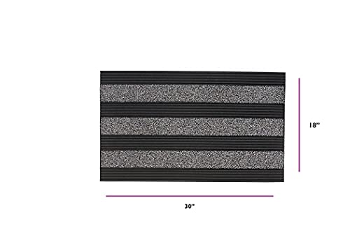Superio Non-Slip Welcome Doormat For Entry, Indoor Outdoor, Heavy Duty, Waterproof, Easy Clean, Low-Profile Mats For Entry, Garage, Patio, High Traffic Areas, Grey Ribbed Coir, 18"X30" #TOP2