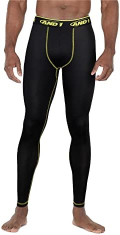 AND1 Men's Performance Leggings - Athletic Compression Base Layer Tights (Size: S-XL), Size Small, Black