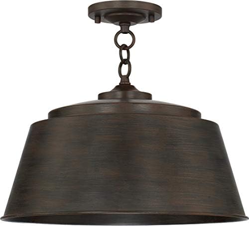 Capital Lighting 229111NG Tybee Industrial Metal Cone Convertible Pendant/Semi Flush Ceiling Light Fixture, 1-Light 100 Watt, 9" H x 16" W, Nordic Grey