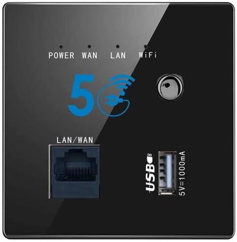 AETOOL - Improv - 1200Mbps AP Panel POE Wireless WIFI USB Ѕосkеt Wall Embedded Wireless 110𝖵-220v 5G WiFi Data Net Amplification (POE Black)
