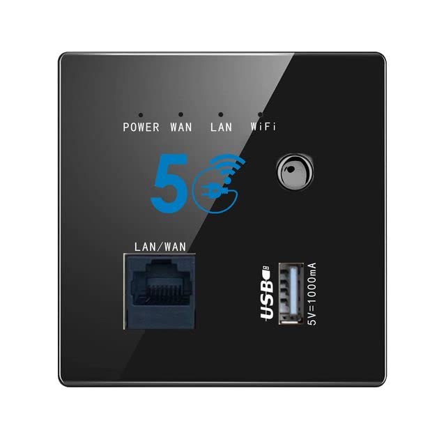 AETOOL - Improv - 1200Mbps AP Panel POE Wireless WIFI USB Ѕосkеt Wall Embedded Wireless 110𝖵-220v 5G WiFi Data Net Amplification (POE Black)