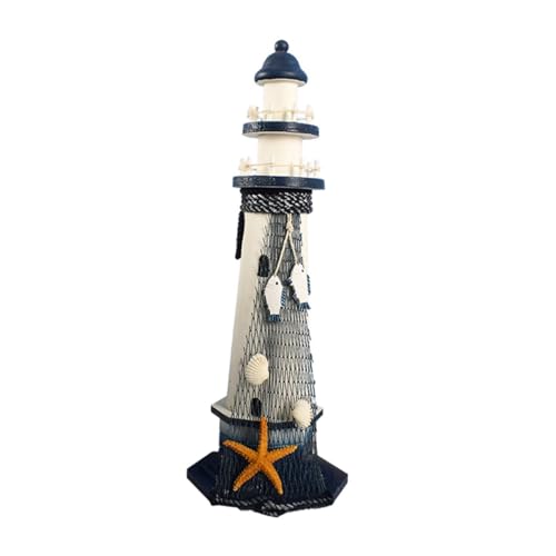 TOYANDONA Lámpara Faro de Madera Mediterránea Decoración Náutica para Hogar Mesa Vintage Artesanal Elegante