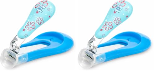 Image of Mee Mee Protective Baby Nail Clipper with Skin Guard, Blue, Safe & Precise Nail Cutting Tool for Babies, Pack of 2