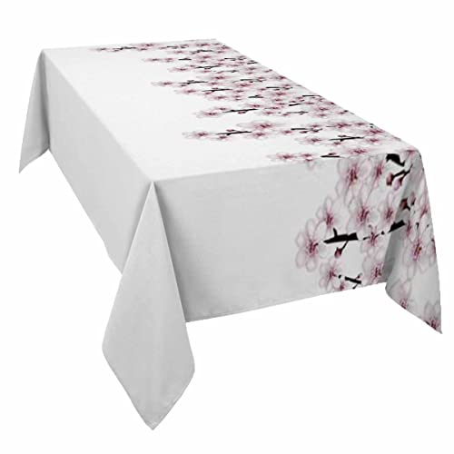 Rustic Floral Tablecloth Waterproof for SquareRoundRectangle Table Cloth 54x108 in Ombre Pink White Cherry Blossoms Flower