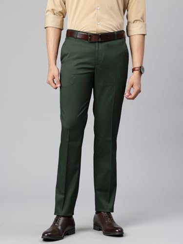 Image of Majestic Man Men's Slim Fit Solid Formal Trousers | Button and Zip | Side, Back Pockets | Italian Design | Office Wear /Executive Wear /Corporate Events /Business Meetings /Suit Pants