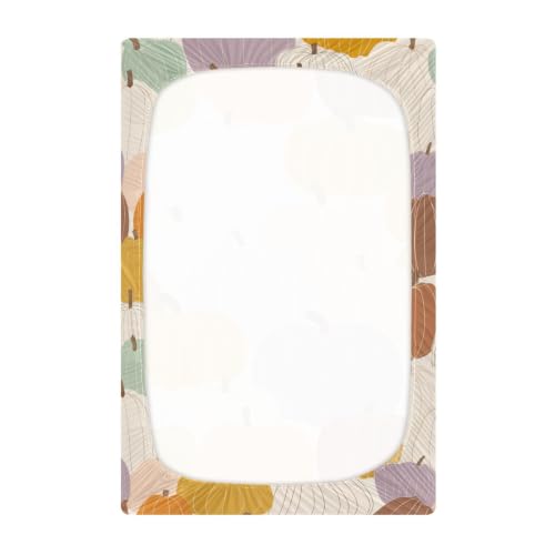 Image of Crib Sheet Breathable Soft Crib Mattress Sheet for Baby Toddler Boys Girls Fitted Pack n Play Crib Sheet Fit Standard Crib Mattress 39 x 27 Inch Pumpkins Fall