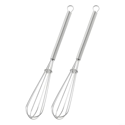 Shophubio Juego de mini batidores de globos de acero inoxidable (paquete de 2) – Batidor de alambre pequeño para hornear, mezclar, remover y batir, utensilio de cocina inoxidable para el hogar