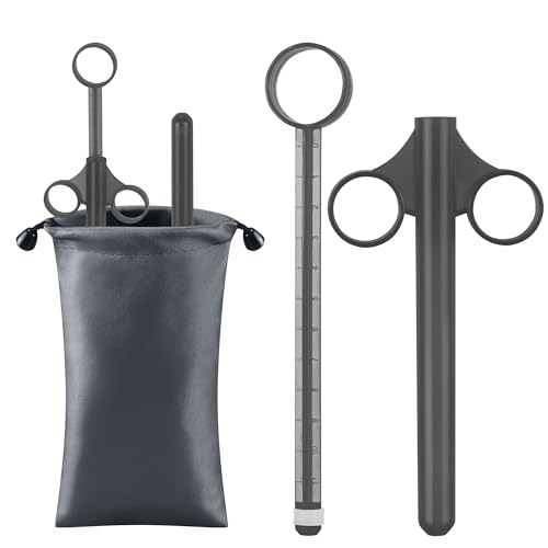 [2Pcs+Storage Bag] Lube Applicator Syringe with 10ml Precise Scales, 6.5' Anal Lube Shooter with...