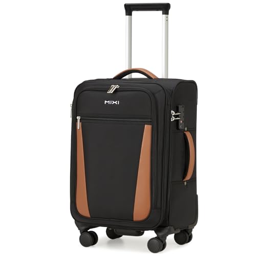 mixi Carry On Luggage 20 Inch Softside Expandable Suitcase, Black