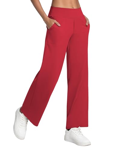 Image of BUBBLELIME Women High Waist Wide Legs Yoga Pants Loose Sweatpants Pockets | 29 inch /31 inch /33 inch /35 inch /37 inchInseam,2 Styles / Dress /Basic,Lounge,Comfy,Stretch Casual Work