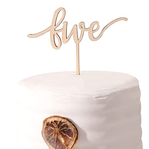 Wood Cake Toppers Five Year Sign - Birthday Cake Topper Decorations, Rustic Wood, Smash Cake Topper, Birthday Cake For Photo Booth Props, Cake Decorating Supplies, Five Anniversary #TOP2