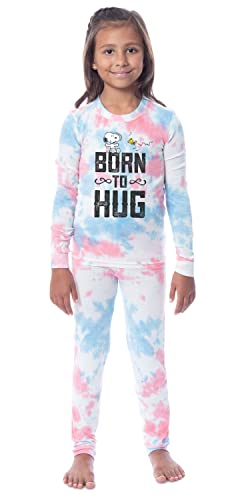 INTIMO Peanuts Girls' Snoopy Born To Hug Unisex Child 2 Piece Sleep Pajama Set