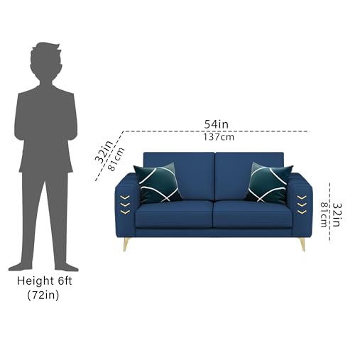 Image of Casaliving Falco 2 Seater Sofa Set for Living Room (Blue Fabric) Premium Fabric Sofa