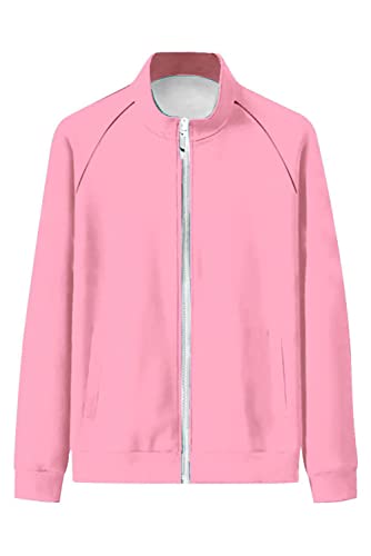 Womens Girls Pink Jacket Rydell School Zipper Collar jacket Sisters Sweatshirt Hoodie2
