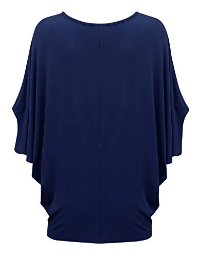 Mbj Wt1073 Womens Scoop Neck Half Sleeve Batwing Dolman Top S Navy #TOP1