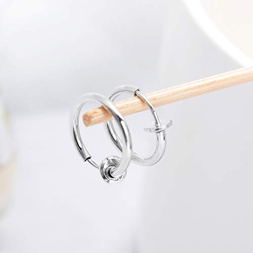 حلق مشبك دائري بتصميم زنبرك ستانلس ستيل للجنسين، بدون ثقب، لون اسود وفضي، من انرينج