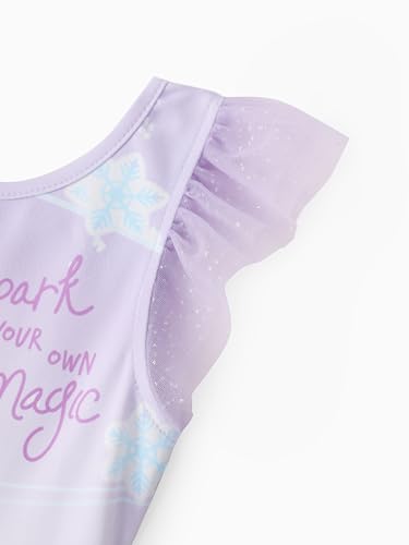 Image of Disney Frozen Elsa Princess Stitch Minnie Girls Ballet Leotards Ruffle Sleeve Shiny Leotard Dance Dress Ballerina Outfit 2-9Y