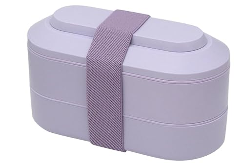 弁当箱 女性 お弁当箱 800ml 大容量 2段 お弁当箱 箸付き スプーン 保温 漏れ防止 オフィス 学校 アウトドア 保温 通勤 通学 電子レンジ対応 (パープル)