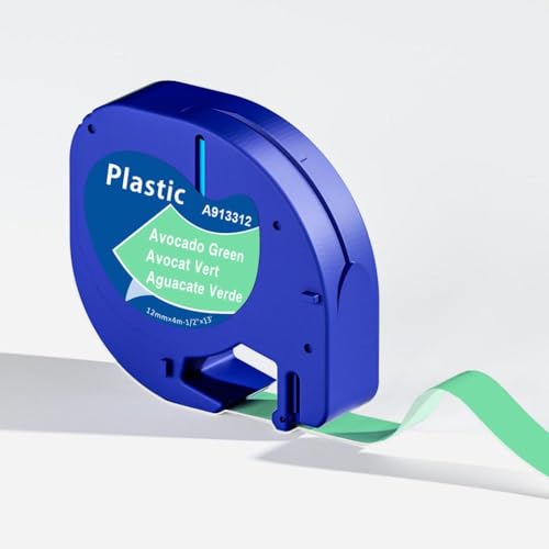 12mm x 4m LT���x���e�[�vLT-100H LT-100T XR XR XR Plastic Label Printers 91201 91200�����^�O�}�V���̌������x�����[��(Avocado Green)