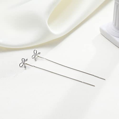 Pendientes threader de plata para cenas y eventos con diseño de cadena larga de lazo 2