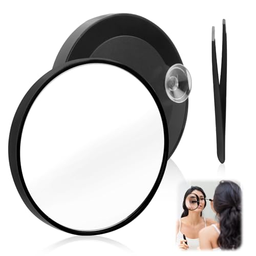 Espejo Aumento Ventosa 30x con Ventosa y Pinzas, 3.5 Pulgadas, Espejo Compacto para Viaje y Maquillaje, Ideal para Depilar Cejas y Eliminar Puntos Negros, Aumento Extremo para Detalles Precisos