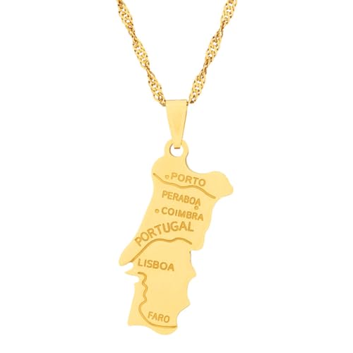 Xusamss Fashion Stainless Steel Portugal Cities Map Pendant Necklace