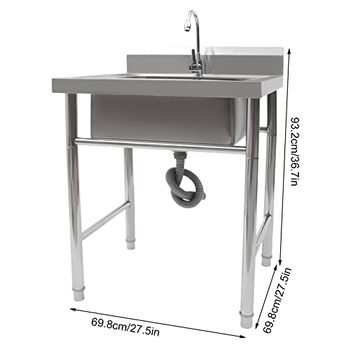 Kolhgnse Free Standing 304 Stainless Steel Utility Sinks For Laundry Room With Backsplash, Commercial Sink For Restaurant, Kitchen, Outdoor #TOP5