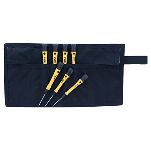 Image of Wiha 27589 | 7 Piece ESD Safe PicoFinish® Precision Hex Screwdriver Set with Canvas Roll Pouch