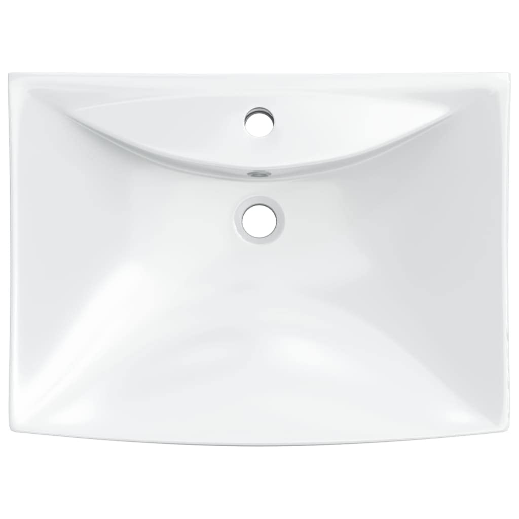 Fregadero de cerámica rectangular de lujo con rebosadero y orificio para grifo para baño: diseño elegante y