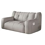 Lazy Sofa Chair 2-Seater Waterproof Large Floor Lounge Couch with Armrests for Living Room Bedroom (115x65x50cm) (Gray)