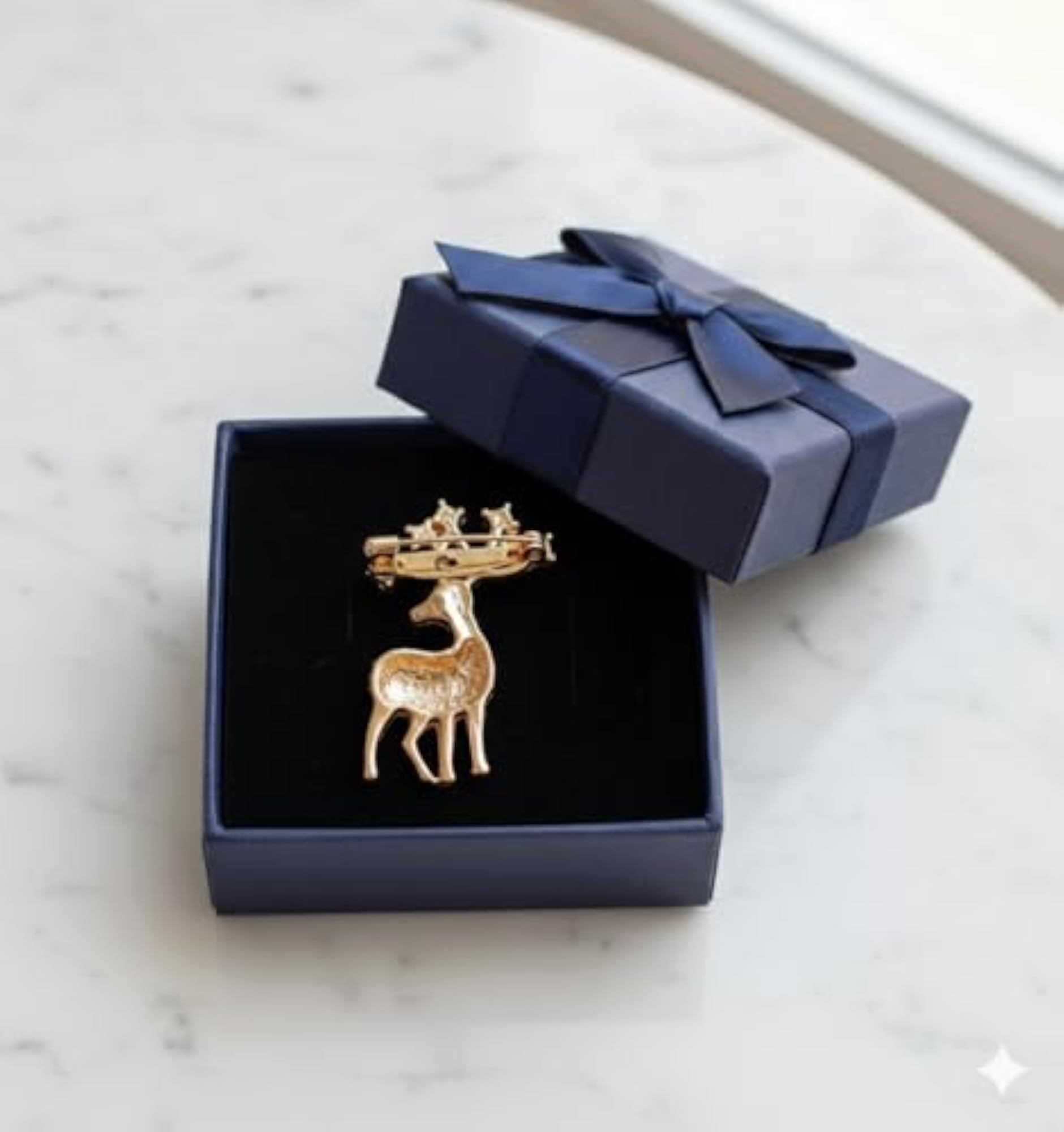 Unisex Silver-Tone Deer Brooch with Rhinestones