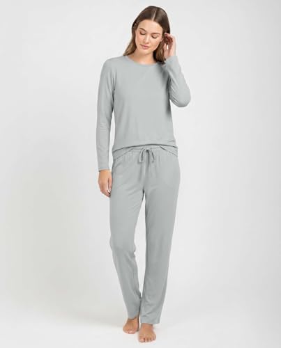 Image of Real Essentials 2 Pack: Women's Long Sleeve Pajama Sets - Soft Comfy 2 Piece PJ Set Matching Ladies Sleepwear (Plus Size)
