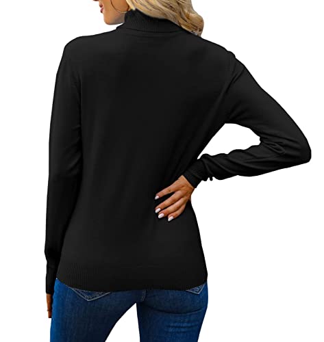 Sangtree Women's Turtleneck Long Sleeves Lightweight Pullover Sweater, Black, Us Xxl(20-22) #TOP2