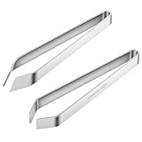 DOPENSPI 2 Stück Fischgräten-Pinzetten-Set, Küchenpinzette Fischgrätenzange Schräge Spitze + Grätenzange aus Edelstahl Fischpinzette Set Grätenpinzette für Fisch Huhn Ente Schwein Haar