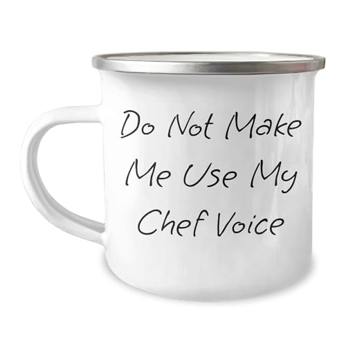 Funny Chef Gifts for Men - Do Not Make Me Use My Chef Voice Christmas Camping Mug, 12 oz Capacity, Stainless Steel with Enamel Finish