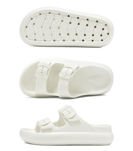 Image of Womens Platform Cloud Slides with Arch Support, Adjustable Double Buckle Recovery Sandals, Comfort Lightweight Ultra Cushion Wedge Sandal