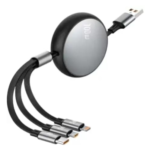 king shine Pro 3 in 1 Cable - Fast Charging and Sync for All Devices - Universal Compatibility - Durable Nylon Braided Cord (100W Super Fast Charging Cable) Color May very
