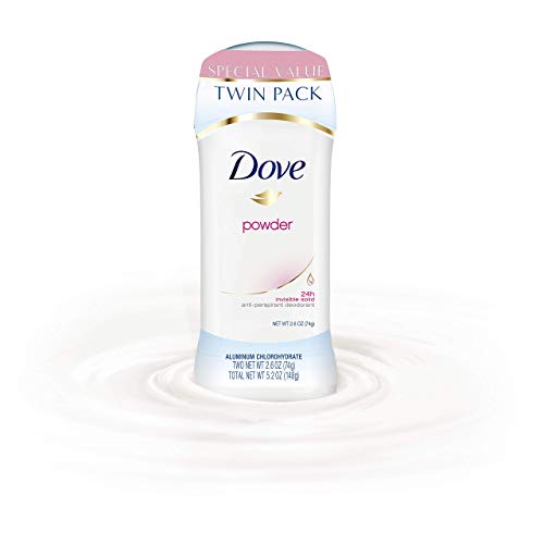 Image of Dove Antiperspirant Deodorant, Powder, Twin Pack (4 Count of 2.6 Ounce Each), 10.4 Ounce