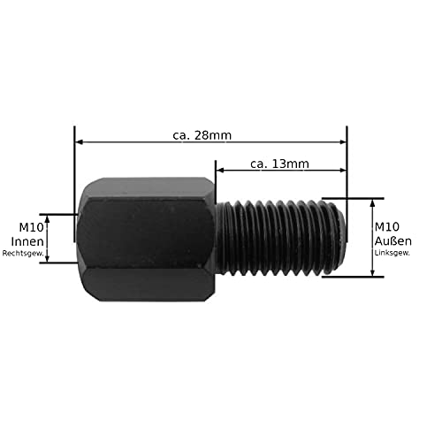 Area1 M10 Rechtsgewinde auf M10 Linksgewinde Motorradspiegel Adapter (1 Stück) kompatibel mit Yamaha Motorrädern (M10 Rechts auf M10 Links)