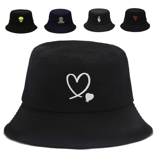Image of Cotton Bucket Hat for Women Men Summer Travel Sun Beach Bucket Cap, Unisex Outdoor Fisherman Hat