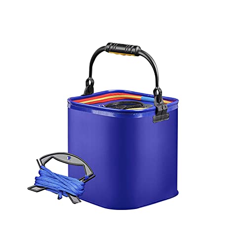 Cubo de pesca plegable azul de 24,5x24x25cm para camping 2