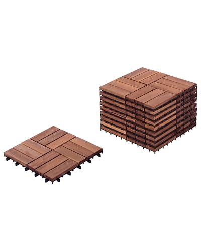 Revêtement de Sol Extérieur Parquet Jardin Patio Balcon Résistant aux Intempéries Bois d'Acacia Certifié Marron Acerenza