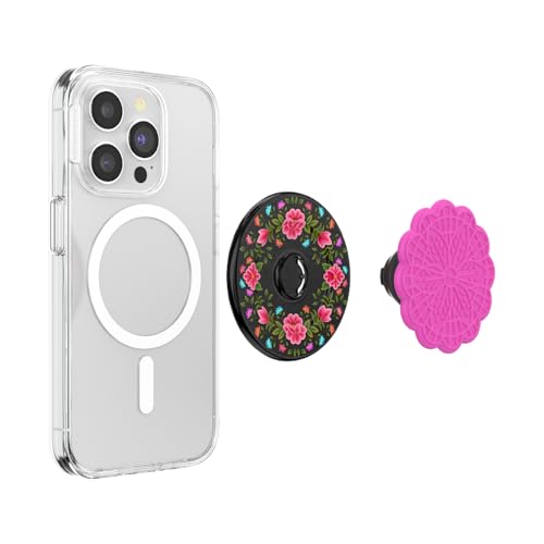 Image of PopSockets Phone Grip for MagSafe, Magnetic Holder, Phone Stand, Hot Pink - Papel picado