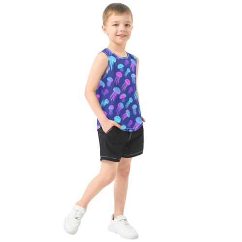 J JOYSAY Glowing Jellyfish Swarm Navy Boys Tank Top Sleeveless Muscle Shirts Quick Dry Kids T-Shirts 3-15T4