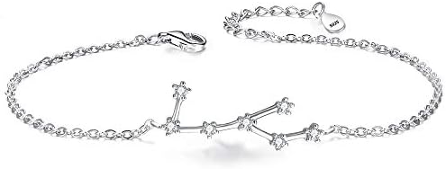 Clearine Women 925 Sterling Silver Wedding Bridal CZ Horoscope Zodiac 12 Constellation Astrology Link Bracelet