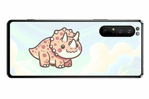 ClearView Sony Xperia 1 II用 プリント 背面 保護 フィルム 日本製 恐竜シリーズ かわいい トリケラトプス triceratops