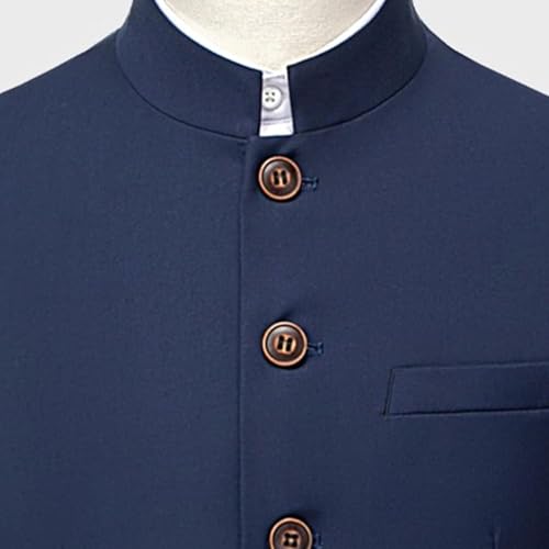 Men's Suits Stand Mandarin Collar Suit 2 Piece Men Suits Slim Fit Chinese Tunic Suits Solid Jacket Set3